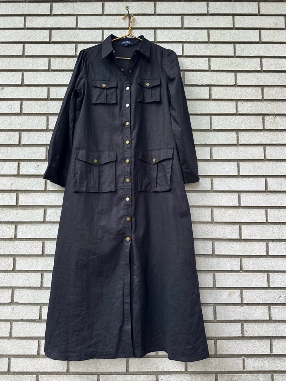 Trish Scully Black Linen Shirtdress Duster Jacket - Fall Layering - Quiet Luxury